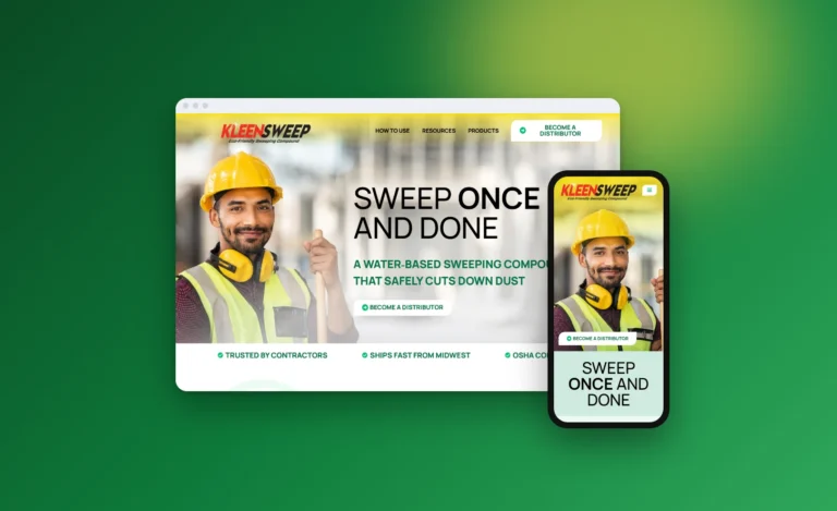 KleenSweep new website on desktop and phone